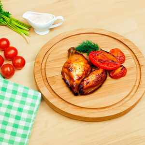 Курочка, запечённая с грибами, томатами и сыром