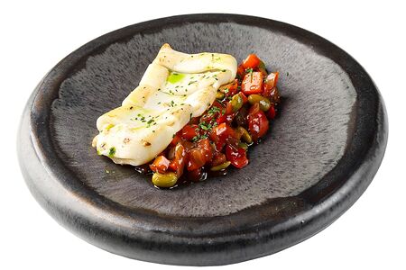 Кальмар на теппане с овощами пад тай