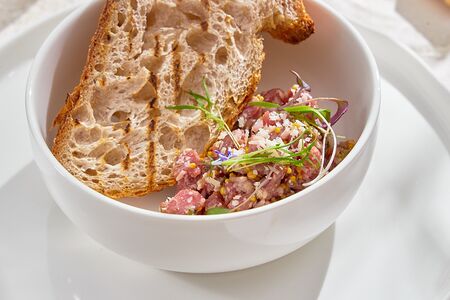 Тартар из мраморной говядины с шио коджи