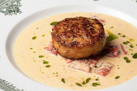 Котлета из сибаса и креветки