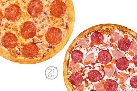 Комбо 2 пиццы 21 см сливочная пепперони, вкусная