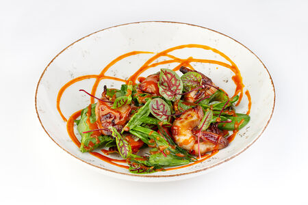 Салат с перепелкой, рассольным сыром и облепихой