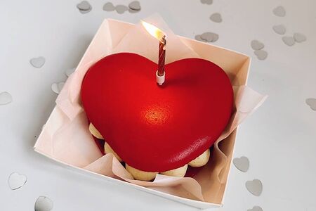 Бенто-макарун Большое сердце ваниль и малина