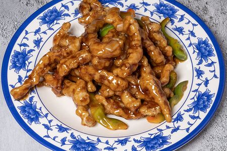 Свиное филе со сладким перцем в соевом соусе с перцем