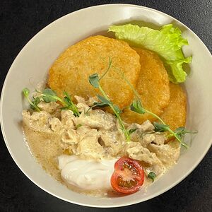 Драники с курицей и грибами