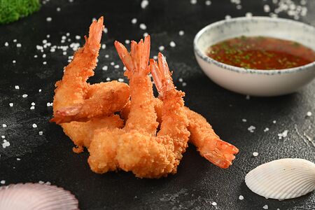 Креветки Темпура с кисло-сладким соусом 