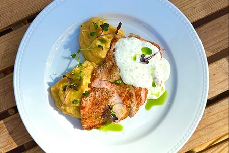 Индейка на гриле с тыквенно-картофельным пюре