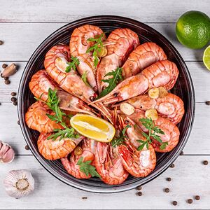 Жареные креветки Ботан XXXL в соусе