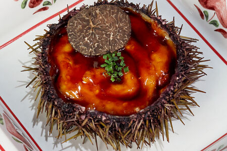 Запеченный ёж, лангустин, трюфель