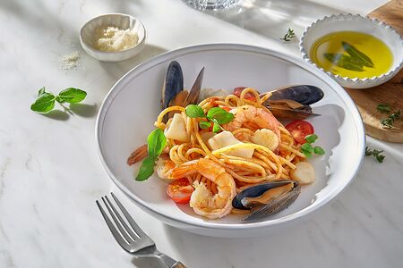 Спагетти с морепродуктами