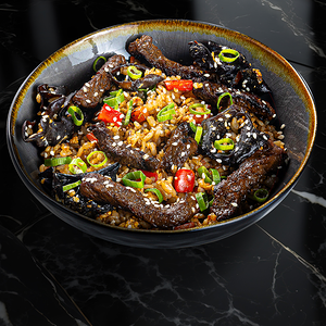 Жареный рис с говядиной