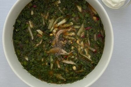 Окрошка мясная на квасе