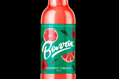Крафтовый лимонад Волчок, грейпфрут и гибискус