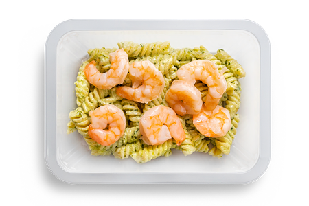 Паста с креветками и соусом песто