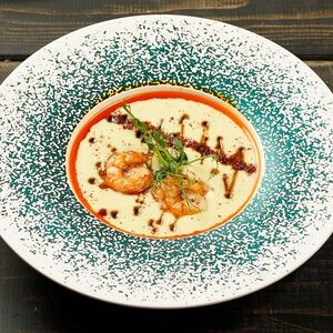 Крем-суп из цукини с креветкой