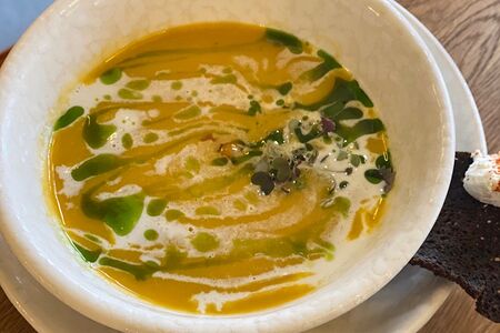 Тыквенный суп с креветкой