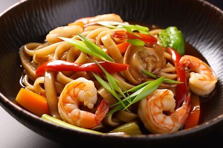 Удон с креветками