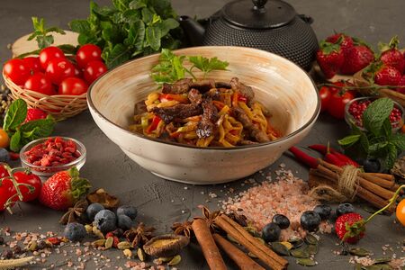 Удон с говядиной