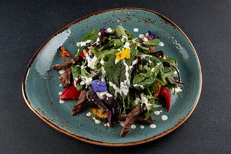 Салат мясной с соусом блю чиз