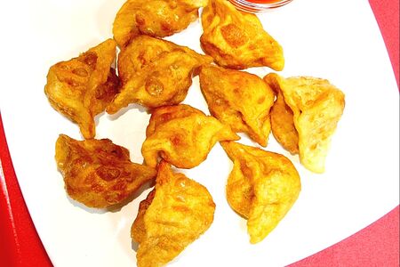 Пельмени жареные с говядиной