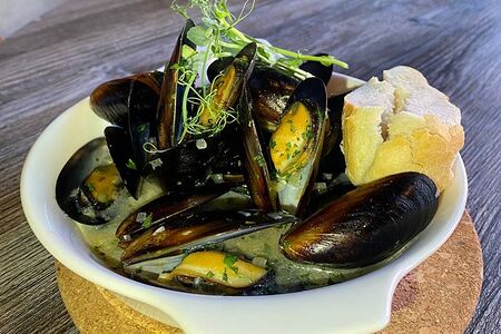 Мидии в вине