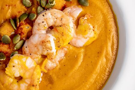 Тыквенный суп с креветкой