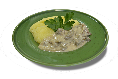 Бефстроганов с картофельным пюре