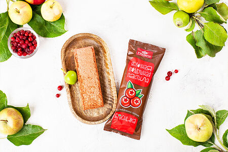 Пастила яблочная воздушная без добавления сахара с брусникой