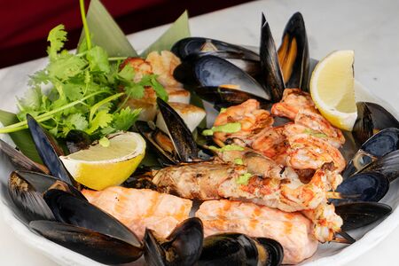 Морепродукты на углях