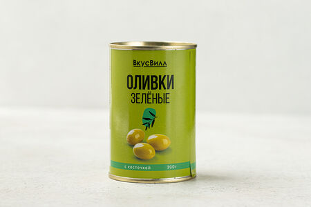 Оливки зеленые с косточкой, ж/б