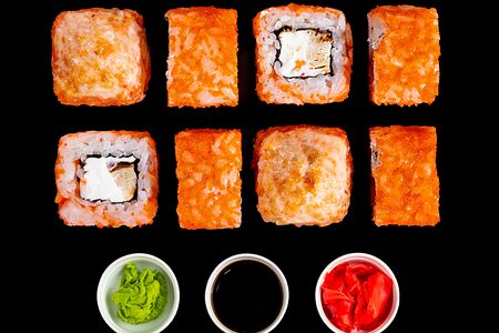 Гриль с лососем и креветками