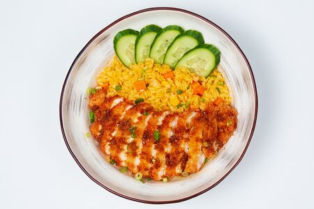 Жареный рис с курицей темпура