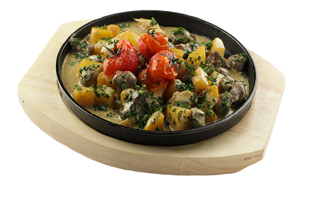 Жаркое из куриных потрошков с картофелем