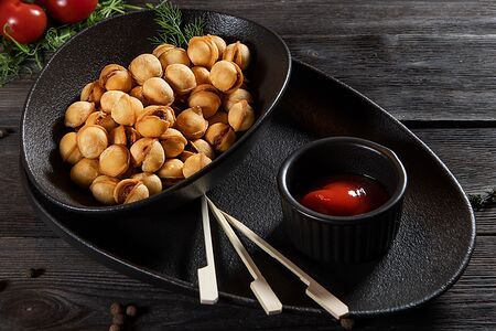 Мини пельмени жареные