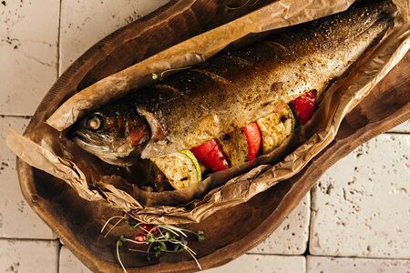 Севанская форель с запеченными овощами