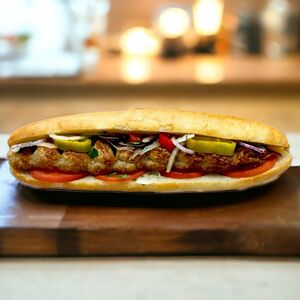 Люля куриная с сыром и болгарским перец в батоне