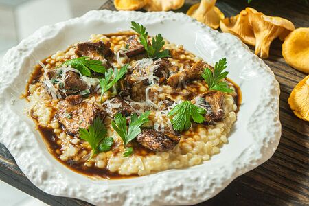 Паста птитим с вешенками и пармезаном