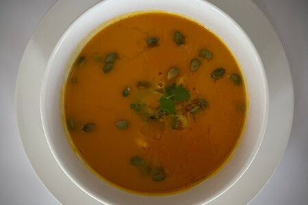 Тыквенный суп с креветками