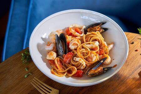 Спагетти с морепродуктами