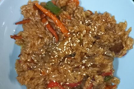 Вок с рисом и креветками