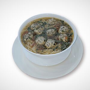 Вермишель с куриным супом и фрикадельками