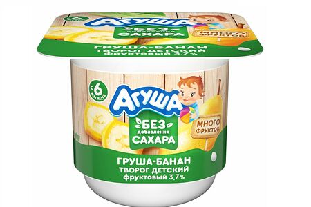 Агуша Творог фрук груша/банан 3,7% с 6 мес пл/ст