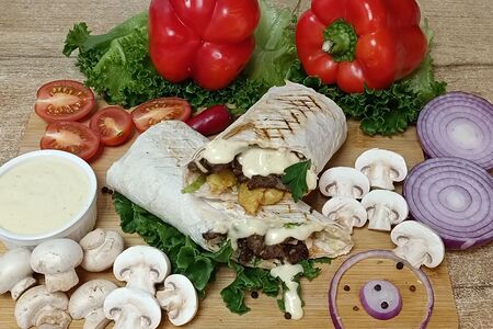 Грибная шаурма со свининой