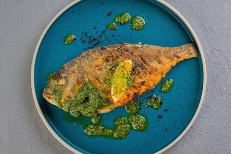 Дорада с фирменным песто