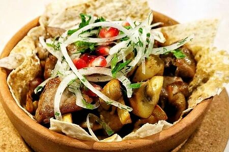 Картофель с грибами на кеци