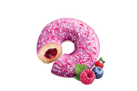 Донат с ягодным джемом внутри