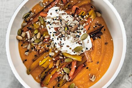 Морковь разноцветная с бататом и фетой