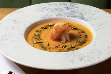 Тыквенный крем-суп с креветкой