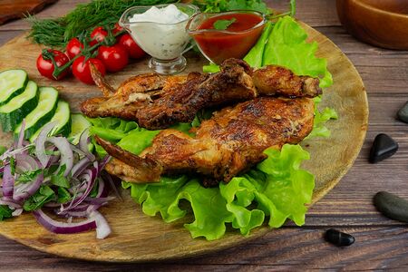 Цыплёнок на мангале с картофелем