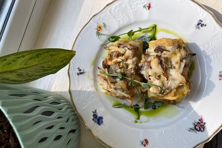 Людкины блины-скородумки с грибами и курицей